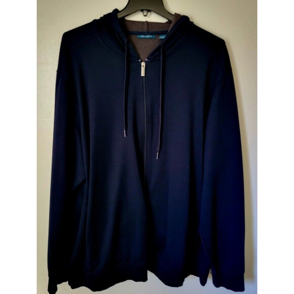 Men's Perry Ellis Navy Blue Full Zip Hoodie Size 4XLT Big & Tall Sweatshirt - Picture 1 of 6